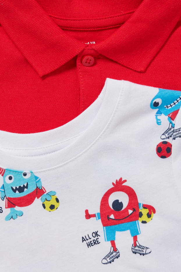Niños: niños - Set - polo y camiseta de manga corta - 2 piezas - rojo