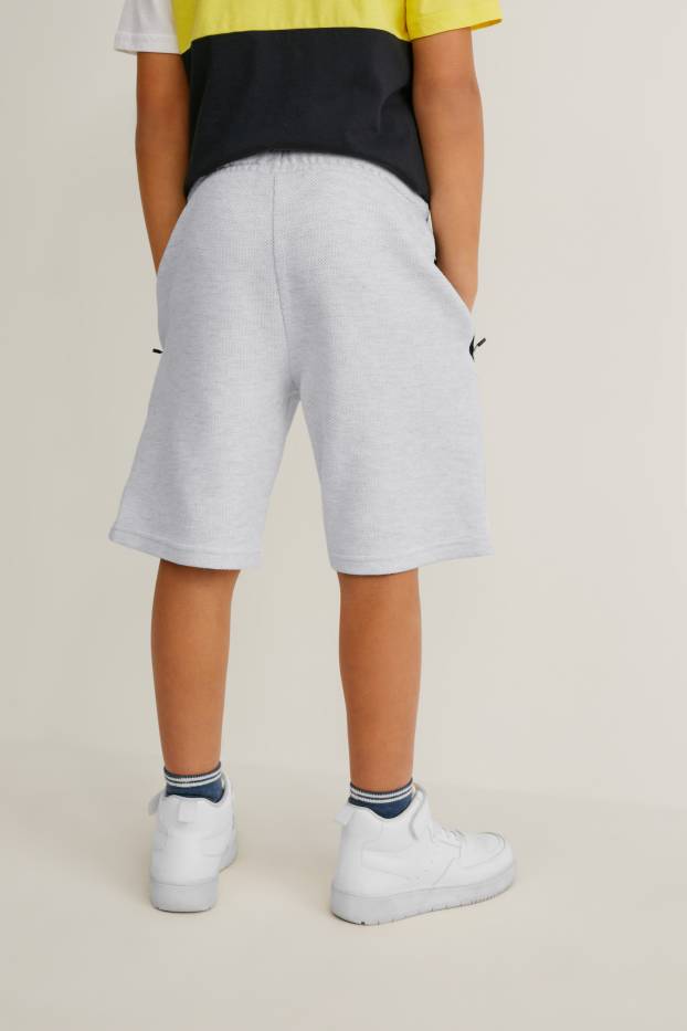 Kinder Jungen - Sweatshorts - weiß-melange