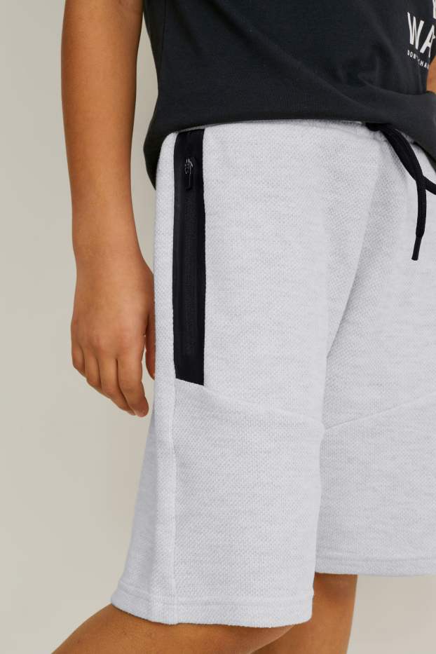 Kinder Jungen - Sweatshorts - weiß-melange