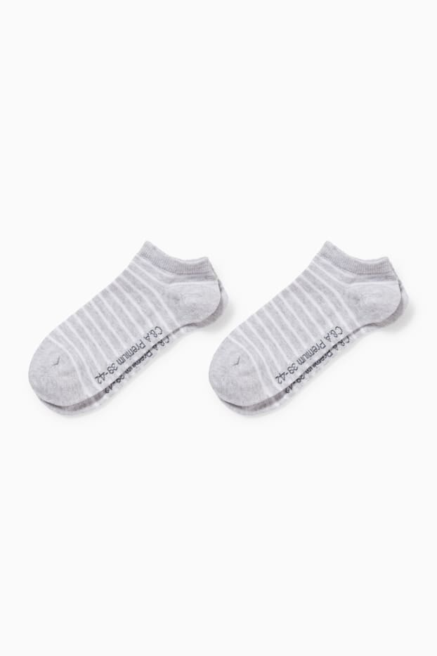 Women - Multipack of 2 - trainer socks - striped - light gray-melange