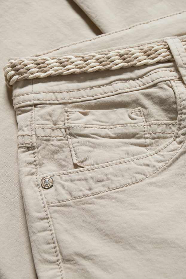 Damen - Hose mit Gürtel - Slim Fit - taupe