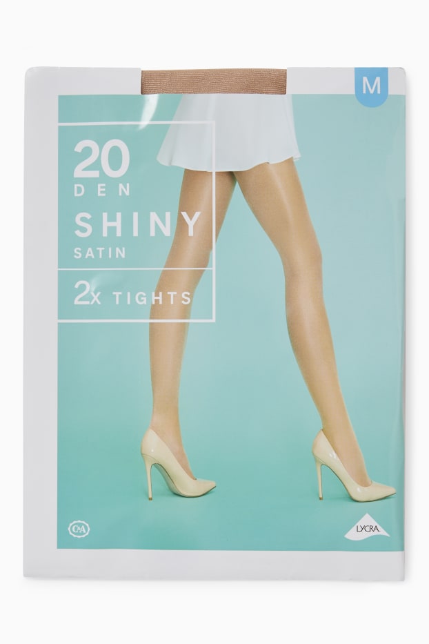Dames - Set van 2 - panty - 20 DEN - beige