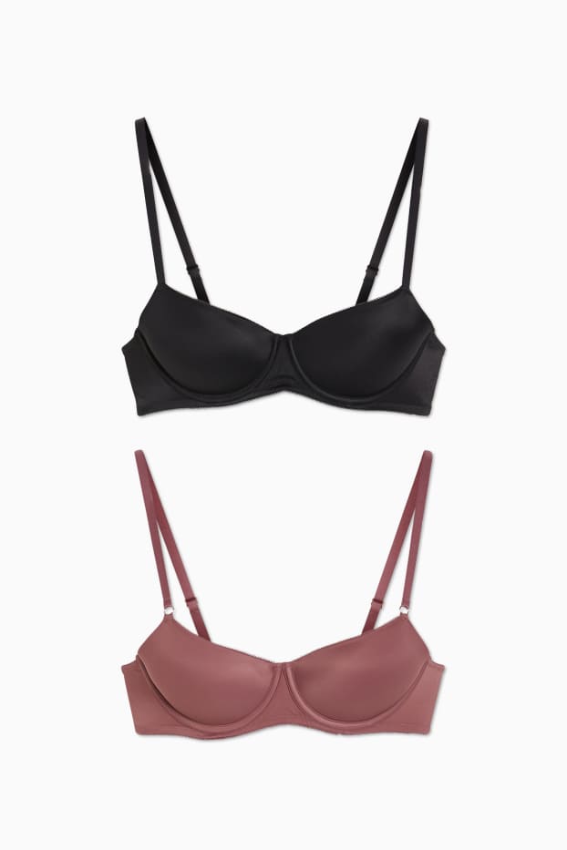 Damen - Multipack 2er - BH mit Bügel - FULL COVERAGE - wattiert - bordeaux