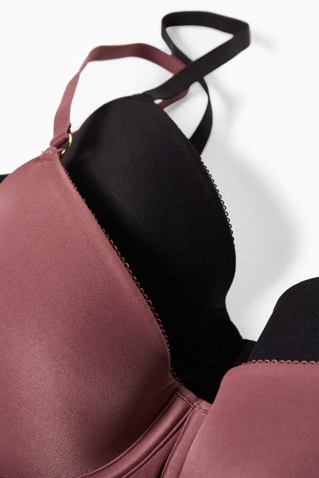 Damen - Multipack 2er - BH mit Bügel - FULL COVERAGE - wattiert - bordeaux