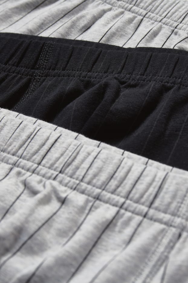 Herren - Multipack 3er - Trunks - gestreift - hellgrau-melange