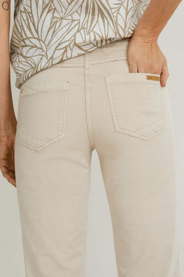 Damen - Hose mit Gürtel - Slim Fit - taupe