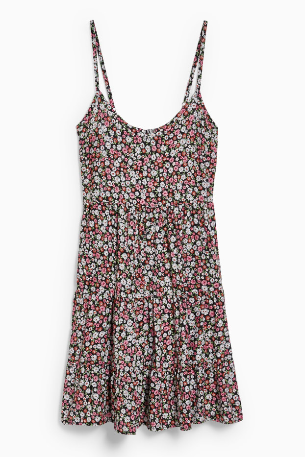 Damen - CLOCKHOUSE - A-Linien Kleid - geblümt - schwarz