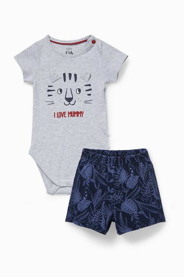Baby Jungen - Baby-Shorty-Pyjama - 2 teilig - grau