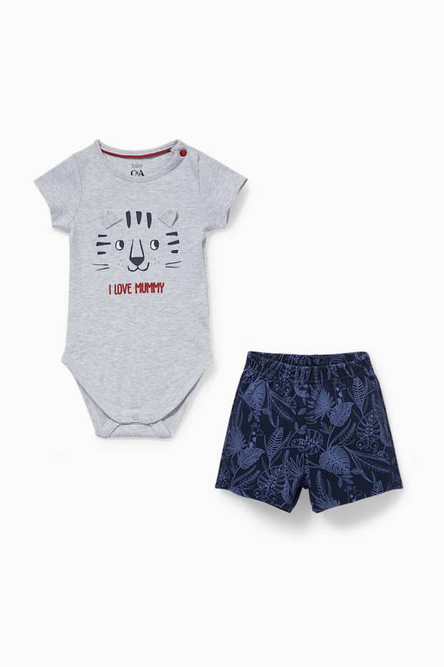 Baby Jungen - Baby-Shorty-Pyjama - 2 teilig - grau