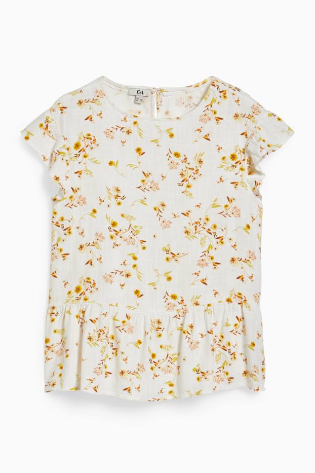 Women - Blouse - floral - white