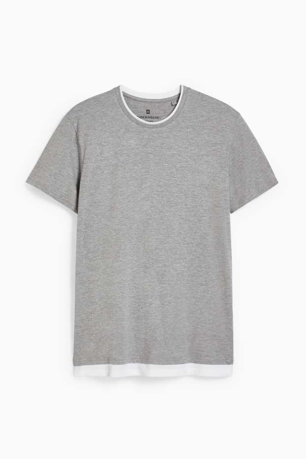 Herren - CLOCKHOUSE - T-Shirt - 2-in-1-Look - grau-melange