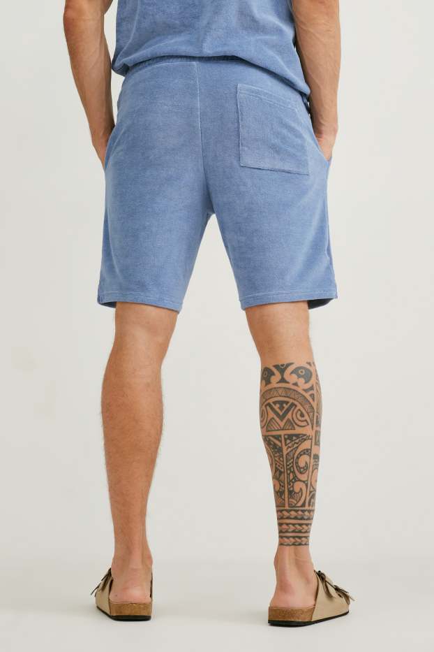 Men - Terry cloth sweat shorts - blue
