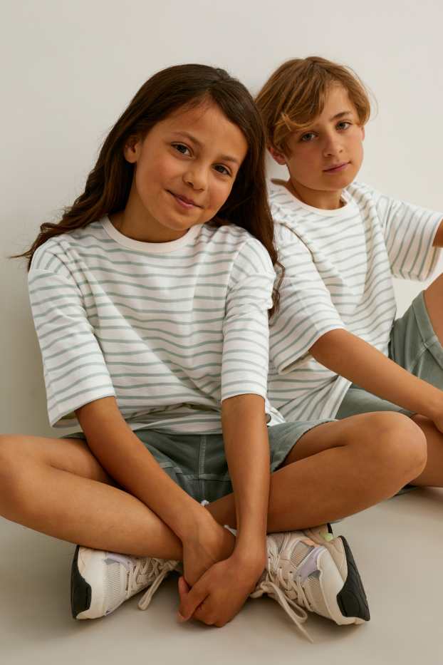 Children Boys - Short sleeve T-shirt - genderneutral - striped - cremewhite