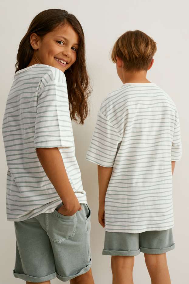 Children Boys - Short sleeve T-shirt - genderneutral - striped - cremewhite