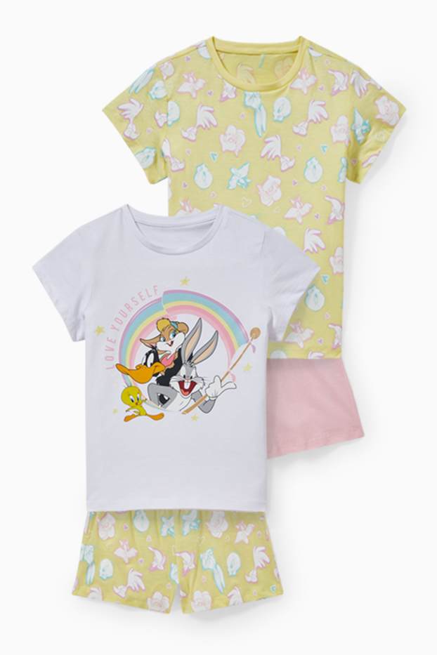 Niñas - Pack de 2 - Looney Tunes - pijamas cortos - 4 piezas - amarillo claro