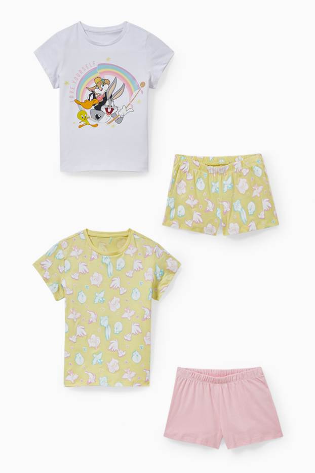 Niñas - Pack de 2 - Looney Tunes - pijamas cortos - 4 piezas - amarillo claro
