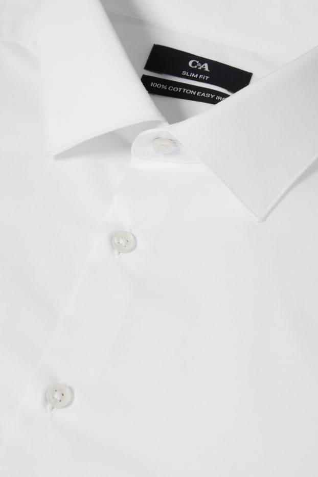 Herren - Businesshemd - Slim Fit - Cutaway - weiß
