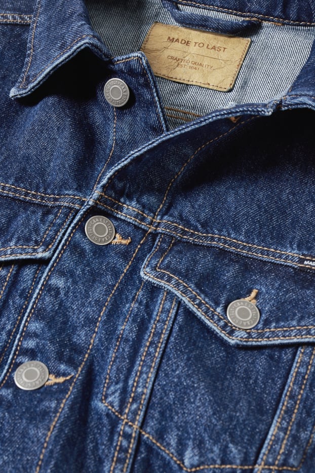 Hommes - Veste en jean     - jean bleu foncé