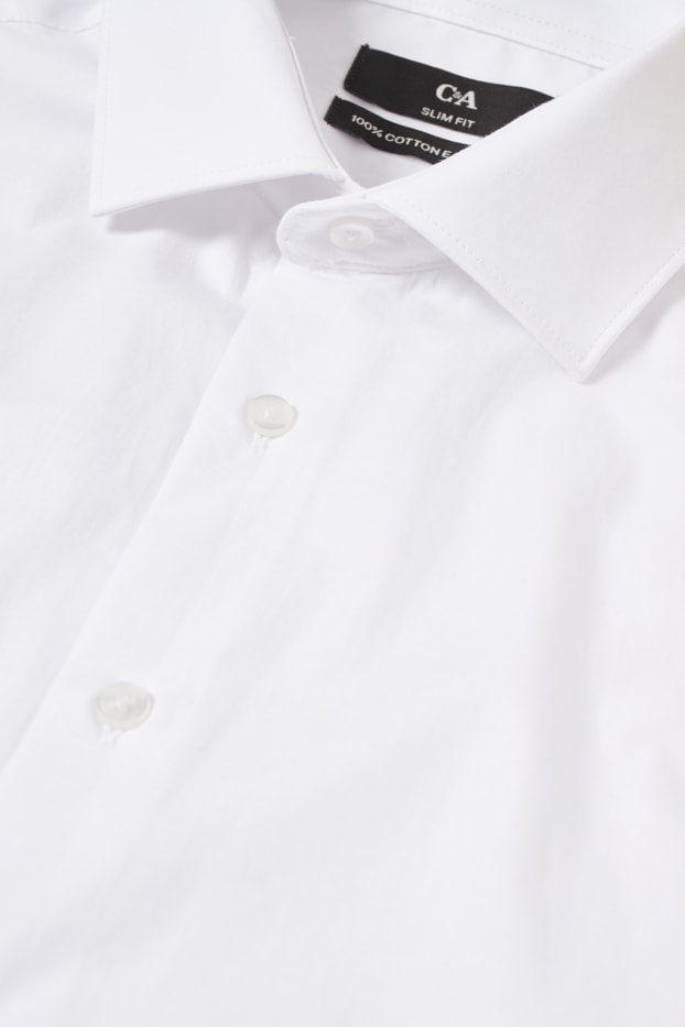 Men - Business shirt - slim fit - cutaway collar - easy-iron - white