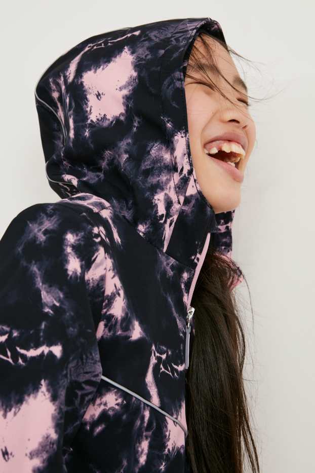 Enfants filles - Veste softshell à capuche - noir / rose