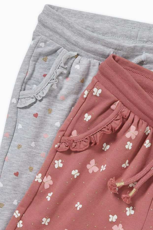 Kinderen: meisjes - Set van 2 - joggingbroek - licht grijs-mix