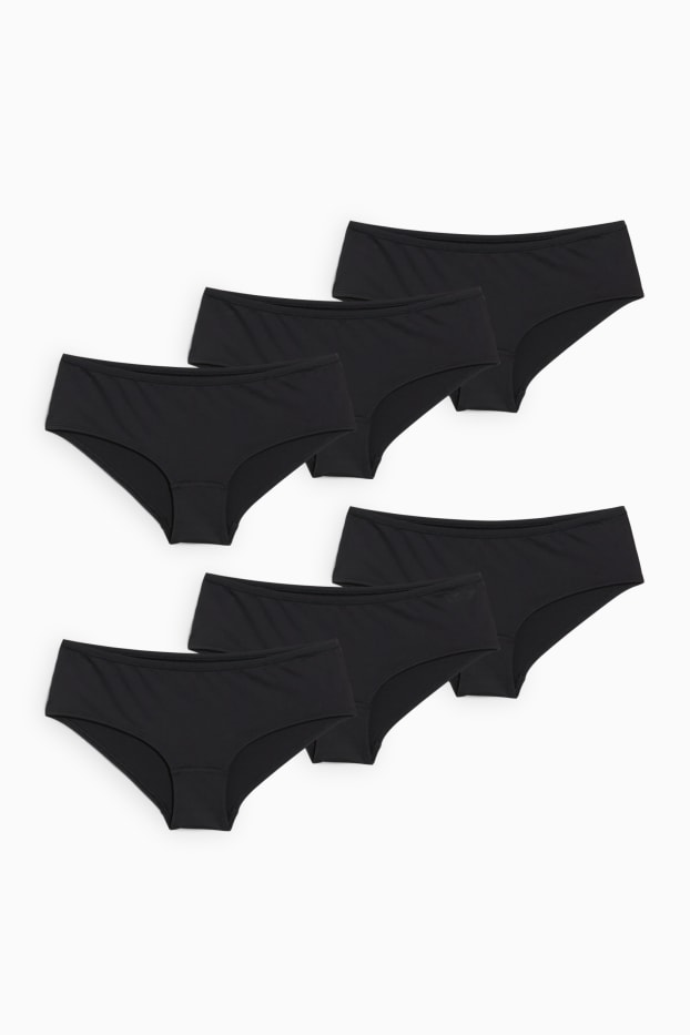 Women - Multipack of 6 - hipster - LYCRA® - black