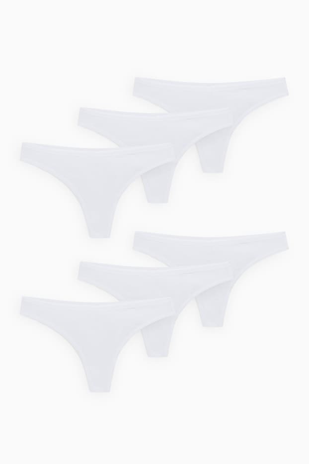 Femmes - Lot de 6 - strings - LYCRA® - blanc