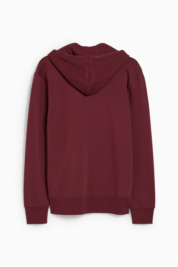 Uomo - Felpa con zip e cappuccio - rosso scuro