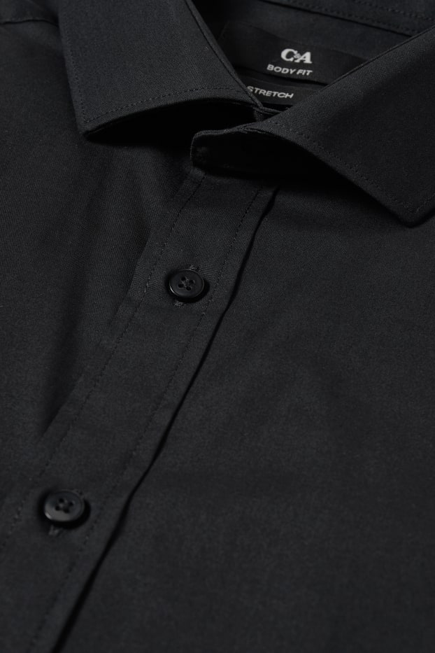 Uomo - Camicia business - body fit - cutaway - LYCRA® - nero