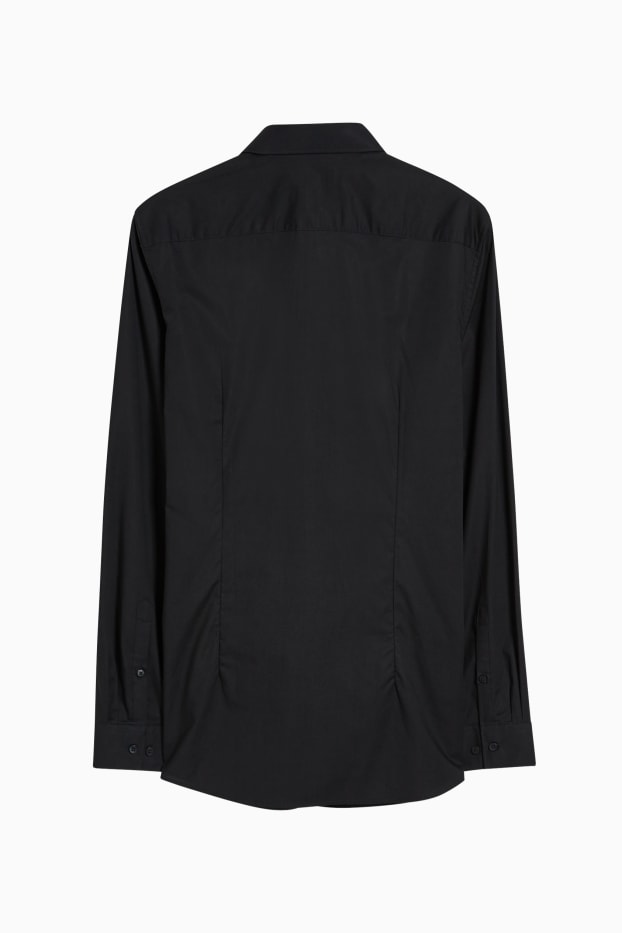 Uomo - Camicia business - body fit - cutaway - LYCRA® - nero