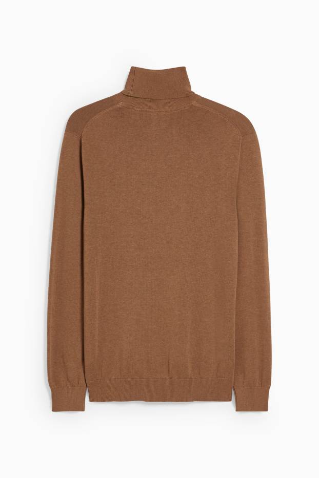 Herren - Rollkragenpullover - havanna