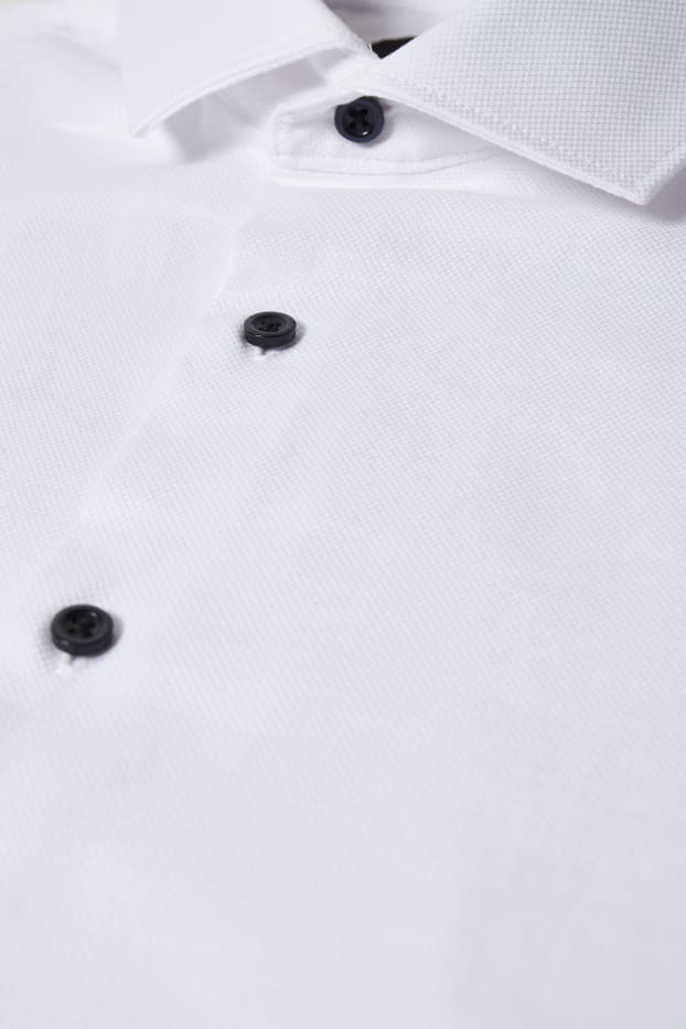 Hommes - Chemise de bureau - body fit - col cutaway - flex - blanc-chiné