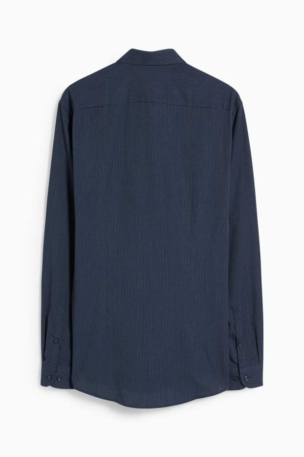 Hommes - Chemise de bureau - slim fit - col kent - facile à repasser - bleu foncé