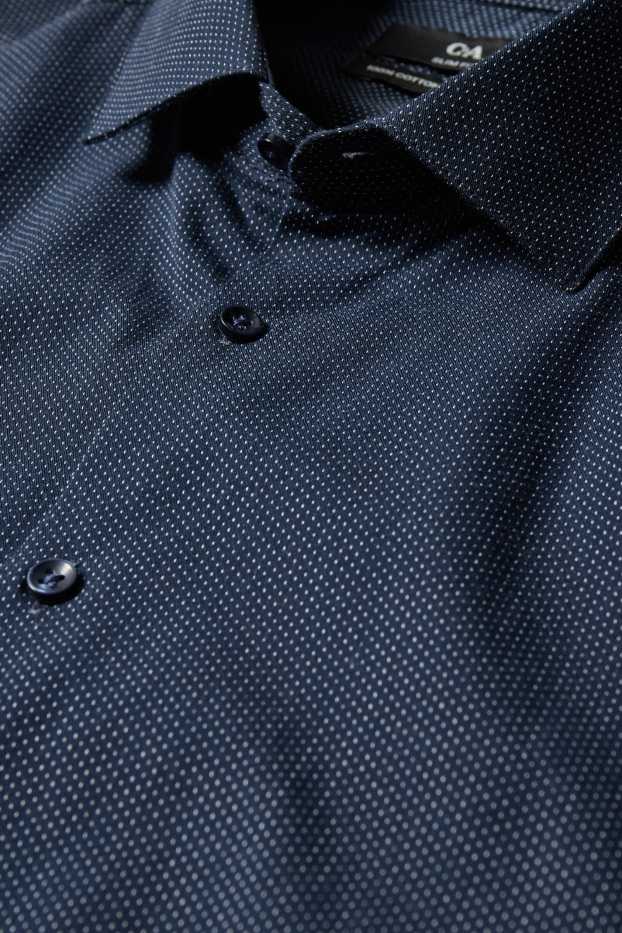 Hommes - Chemise de bureau - slim fit - col kent - facile à repasser - bleu foncé
