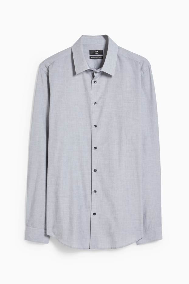 Bărbați - Cămașă office - slim fit - guler Kent - ușor de călcat - gri