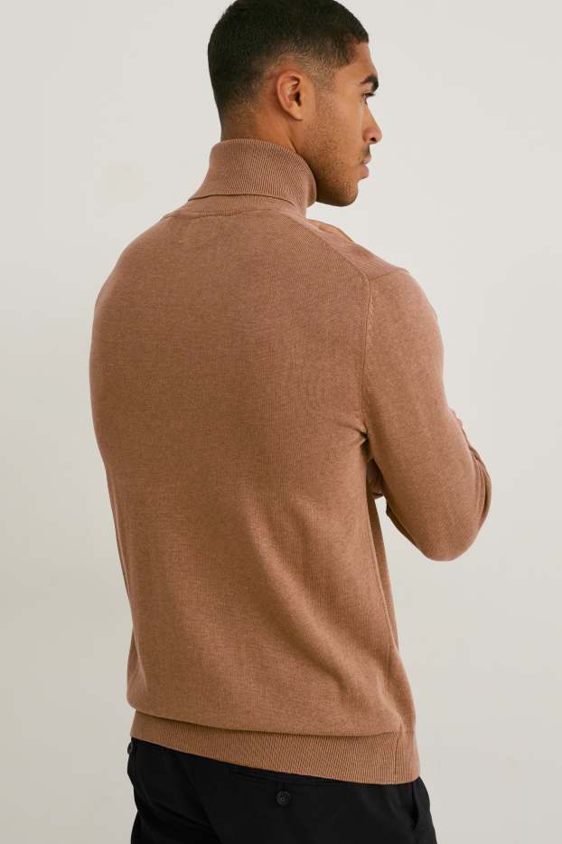Herren - Rollkragenpullover - havanna