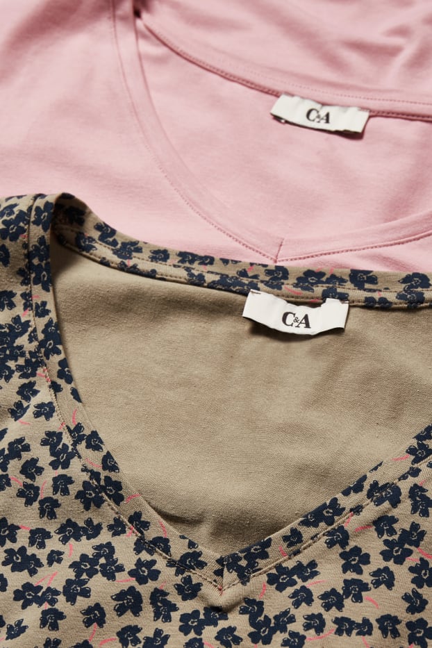 Donna - Confezione da 2 - maglia a maniche lunghe - LYCRA® - verde / rosa