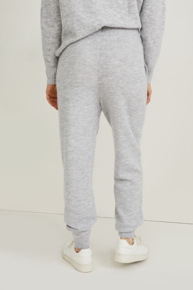 Women - Knitted trousers - light gray-melange