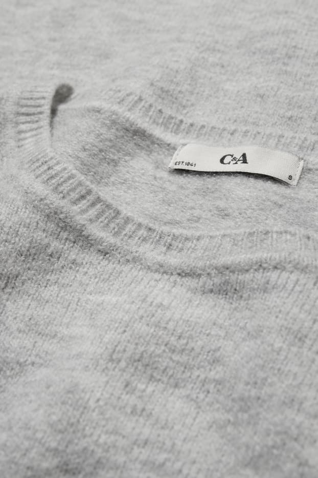 Damen - Basic-Strickkleid - hellgrau-melange