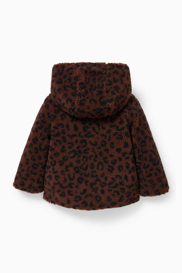 Bébés filles - Veste en peluche pour bébé avec capuche - marron foncé