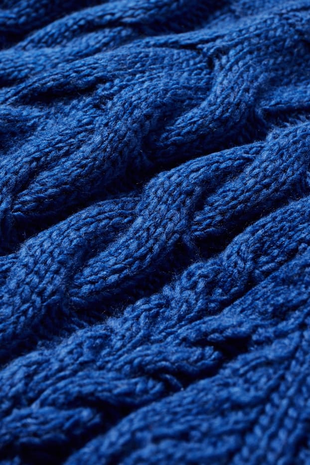 Femmes - Pull - motif tressé - bleu foncé