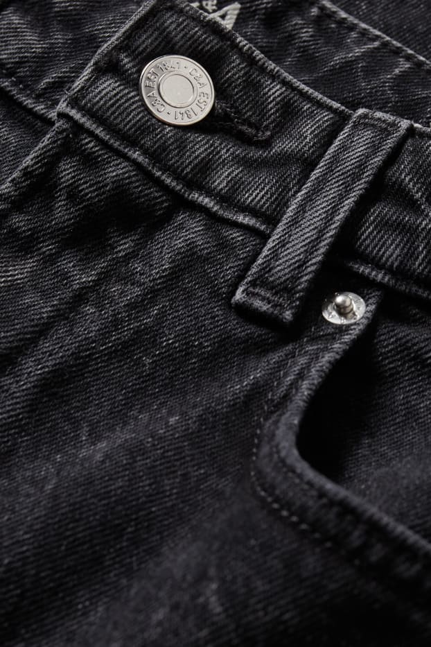 Women - Mom jeans - high waist - LYCRA® - denim-dark gray