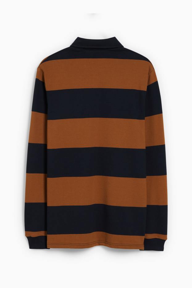 Hommes - Polo - à rayures - marron / bleu foncé