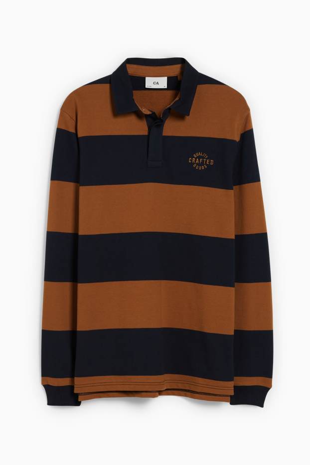 Hommes - Polo - à rayures - marron / bleu foncé