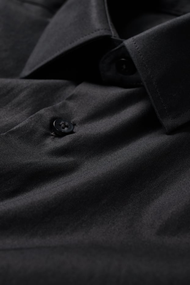 Herren - Businesshemd - Slim Fit - extra lange Ärmel - bügelleicht - schwarz