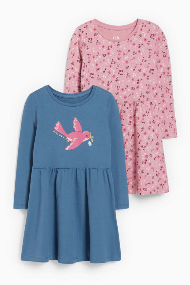 Enfants filles - Lot de 2 - robes - bleu pétrole