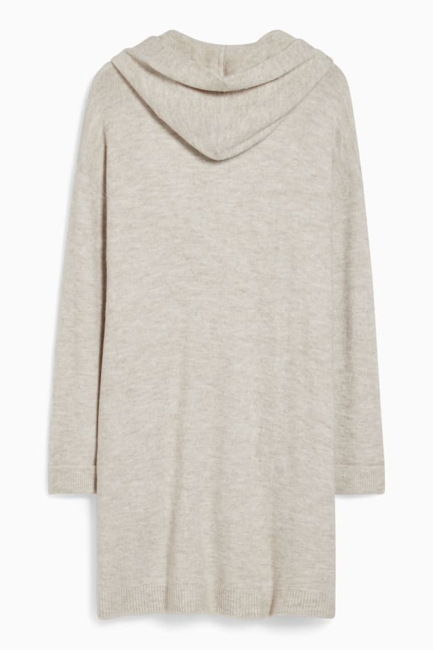 Femmes - Gilet en maille à capuche - beige chiné