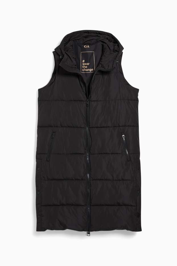 Femmes - Doudoune sans manches à capuche - noir