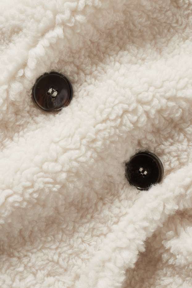 Dames - Vest van teddybont - crèmekleurig
