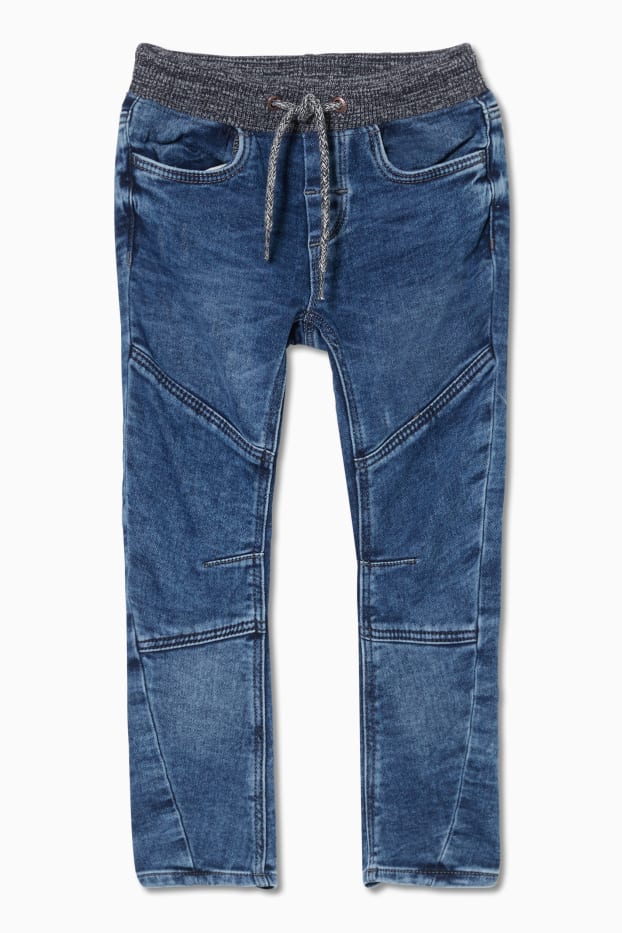 Dzieci chłopcy - Curved jeans - jog denim - dżins-niebieskoszary